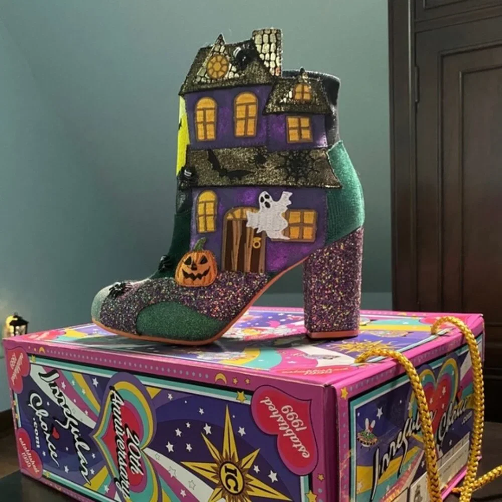 Irregular Choice Haunted House Halloween Pumpkin Ankle Boot 41 10 Rare - Picture 2 of 3